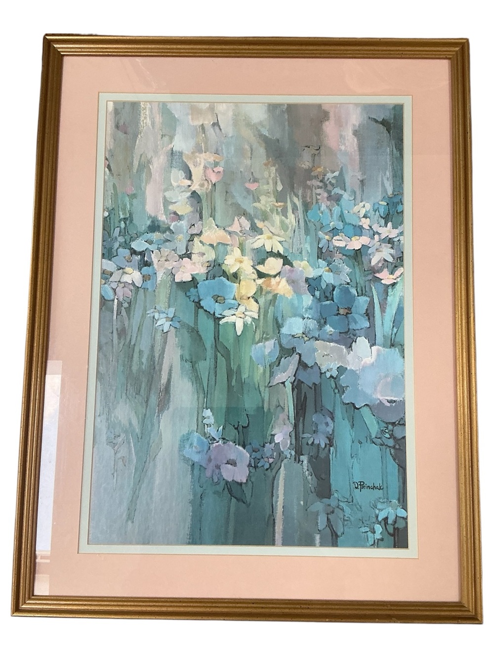 Vintage David D. Porinchak’s The Tender Bouquet” floral framed print 19x25”